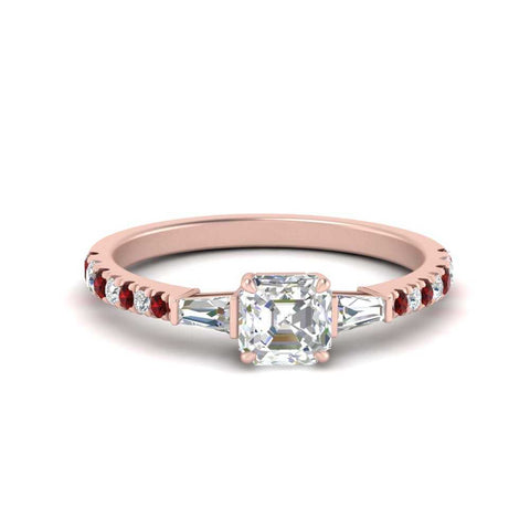Delicate Antique Pave Asscher Cut Diamond Ring