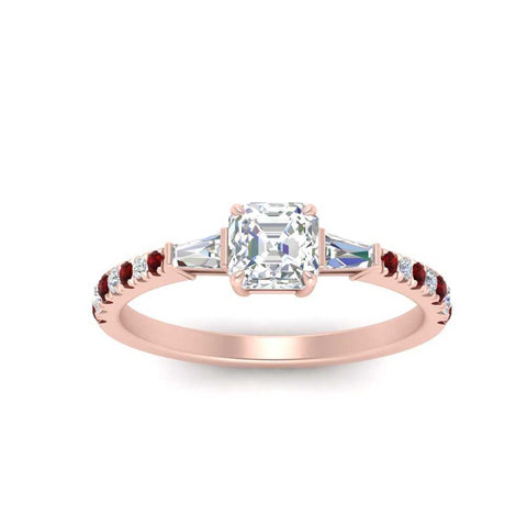 Delicate Antique Pave Asscher Cut Diamond Ring