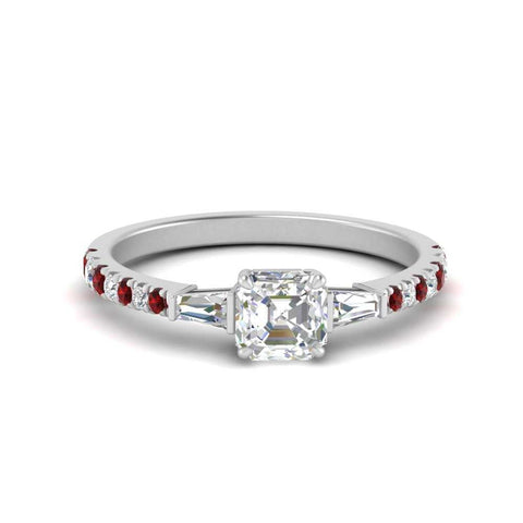 Delicate Antique Pave Asscher Cut Diamond Ring