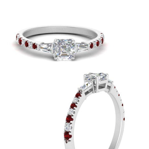 Delicate Antique Pave Asscher Cut Diamond Ring