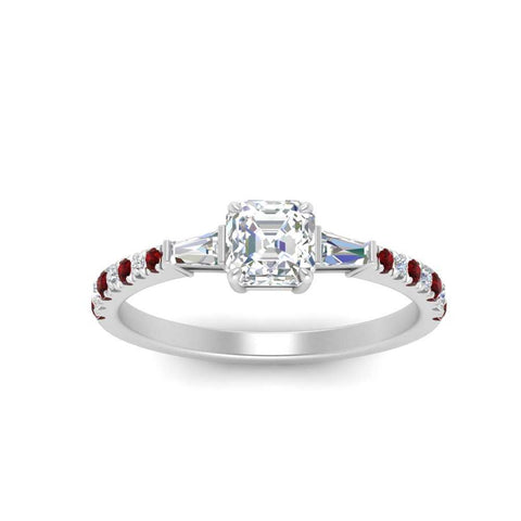 Delicate Antique Pave Asscher Cut Diamond Ring