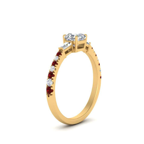 Delicate Antique Pave Asscher Cut Diamond Ring