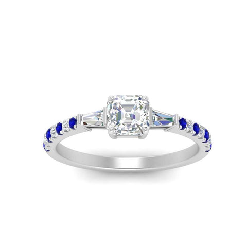 Delicate Antique Pave Asscher Cut Diamond Ring