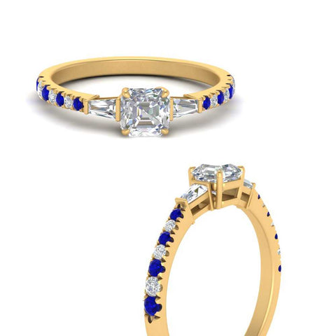 Delicate Antique Pave Asscher Cut Diamond Ring