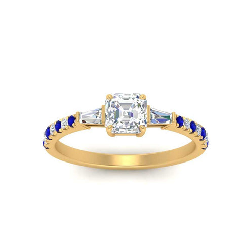 Delicate Antique Pave Asscher Cut Diamond Ring