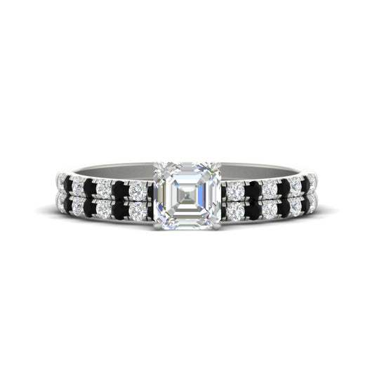 Asscher Cut French Pave Bridal Set