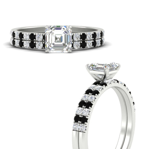 Asscher Cut French Pave Bridal Set