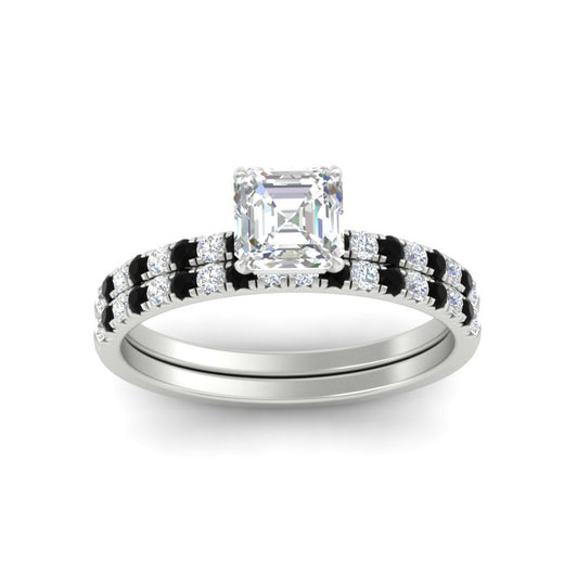 Asscher Cut French Pave Bridal Set