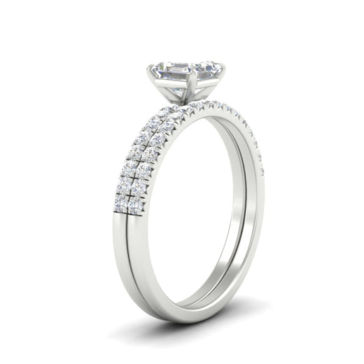 Asscher Cut French Pave Bridal Set