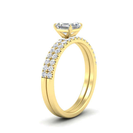 Asscher Cut French Pave Bridal Set