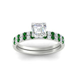 Load image into Gallery viewer, asscher-cut-french-pave-emerald-wedding-ring-set-in-white-gold-FD11408ASGEMGRANGLE5-NL-WG.jpg?v=1763457798

