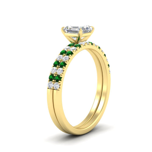 Asscher Cut French Pave Bridal Set
