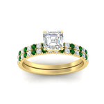 Load image into Gallery viewer, asscher-cut-french-pave-emerald-wedding-ring-set-in-yellow-gold-FD11408ASGEMGRANGLE5-NL-YG.jpg?v=1763457798
