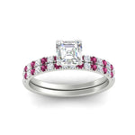Load image into Gallery viewer, asscher-cut-french-pave-pink-sapphire-wedding-ring-set-in-white-gold-FD11408ASGSADRPIANGLE5-NL-WG.jpg?v=1763457500
