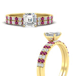 Load image into Gallery viewer, asscher-cut-french-pave-pink-sapphire-wedding-ring-set-in-yellow-gold-FD11408ASGSADRPIANGLE3-NL-YG.jpg?v=1763457500
