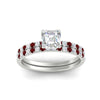 Load image into Gallery viewer, asscher-cut-french-pave-ruby-wedding-ring-set-in-white-gold-FD11408ASGRUDRANGLE5-NL-WG?v=1763105018