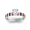 Load image into Gallery viewer, asscher-cut-french-pave-ruby-wedding-ring-set-in-white-gold-FD11408ASGRUDRANGLE5-NL-WG.jpg?v=1763457798