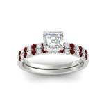 Load image into Gallery viewer, asscher-cut-french-pave-ruby-wedding-ring-set-in-white-gold-FD11408ASGRUDRANGLE5-NL-WG.jpg?v=1763457798
