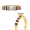 Load image into Gallery viewer, asscher-cut-french-pave-ruby-wedding-ring-set-in-yellow-gold-FD11408ASGRUDRANGLE3-NL-YG.jpg?v=1763457798