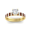 Load image into Gallery viewer, asscher-cut-french-pave-ruby-wedding-ring-set-in-yellow-gold-FD11408ASGRUDRANGLE5-NL-YG?v=1763105018