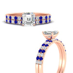 Load image into Gallery viewer, asscher-cut-french-pave-sapphire-wedding-ring-set-in-rose-gold-FD11408ASGSABLANGLE3-NL-RG.jpg?v=1763457500
