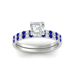 Load image into Gallery viewer, asscher-cut-french-pave-sapphire-wedding-ring-set-in-white-gold-FD11408ASGSABLANGLE5-NL-WG.jpg?v=1763457500
