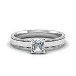 Load image into Gallery viewer, Single Stone Asscher Cut Milgrain Engagement Ring
