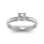 Load image into Gallery viewer, Single Stone Asscher Cut Milgrain Engagement Ring
