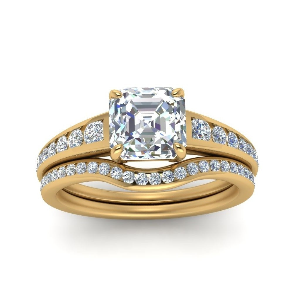 asscher-cut-graduated-channel-diamond-wedding-set-in-FD122866AS-NL-YG