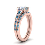 Load image into Gallery viewer, asscher-cut-graduated-channel-diamond-wedding-set-with-blue-topaz-in-FD122866ASGICBLTO-NL-RG
