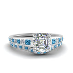 Load image into Gallery viewer, asscher-cut-graduated-channel-diamond-wedding-set-with-blue-topaz-in-FD122866ASGICBLTO-NL-WG
