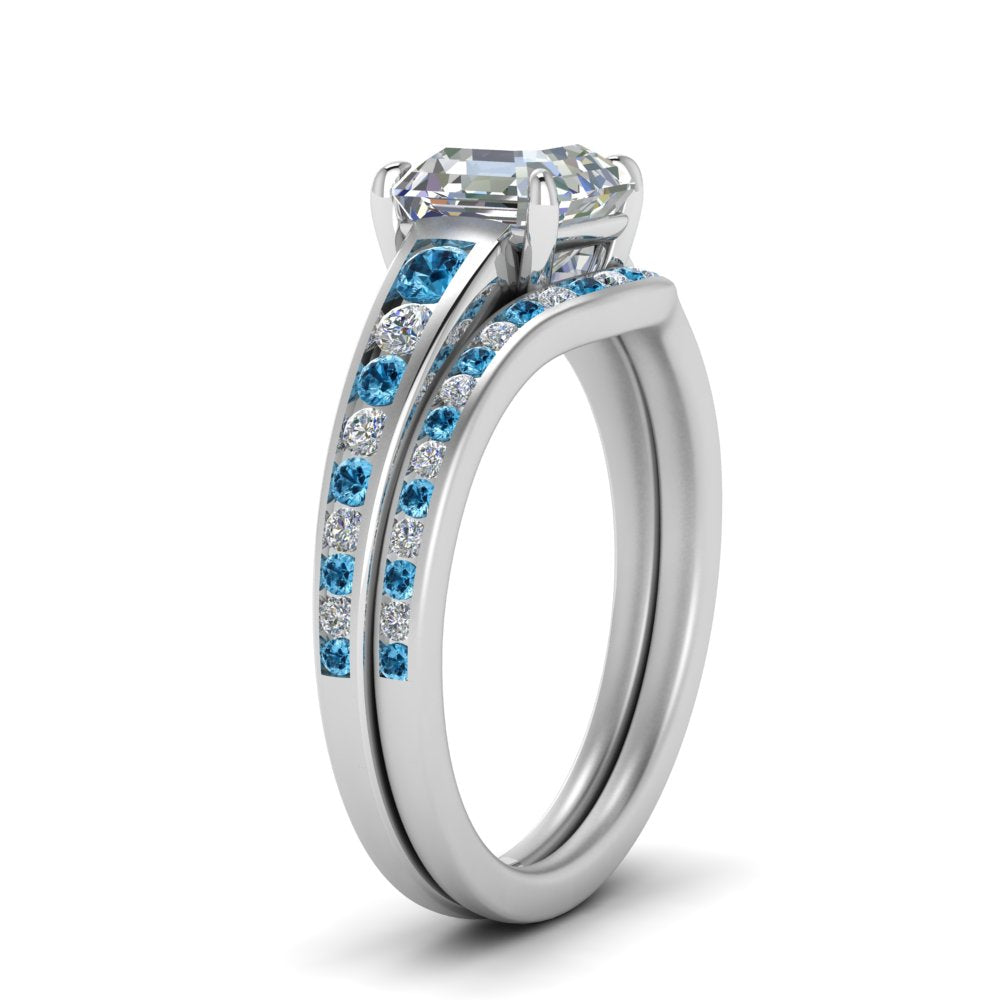 asscher-cut-graduated-channel-diamond-wedding-set-with-blue-topaz-in-FD122866ASGICBLTO-NL-WG