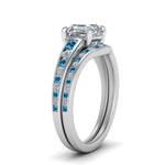 Load image into Gallery viewer, asscher-cut-graduated-channel-diamond-wedding-set-with-blue-topaz-in-FD122866ASGICBLTO-NL-WG

