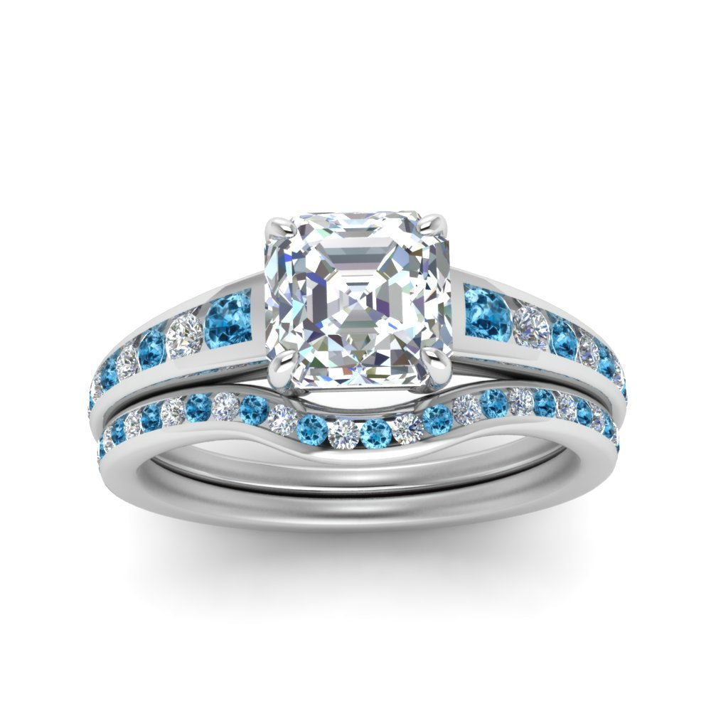 asscher-cut-graduated-channel-diamond-wedding-set-with-blue-topaz-in-FD122866ASGICBLTO-NL-WG