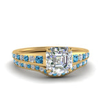 Load image into Gallery viewer, asscher-cut-graduated-channel-diamond-wedding-set-with-blue-topaz-in-FD122866ASGICBLTO-NL-YG
