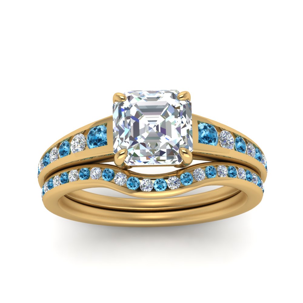 asscher-cut-graduated-channel-diamond-wedding-set-with-blue-topaz-in-FD122866ASGICBLTO-NL-YG