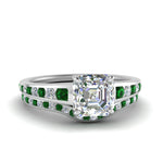 Load image into Gallery viewer, asscher-cut-graduated-channel-diamond-wedding-set-with-emerald-in-FD122866ASGEMGR-NL-WG
