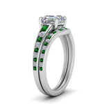 Load image into Gallery viewer, asscher-cut-graduated-channel-diamond-wedding-set-with-emerald-in-FD122866ASGEMGR-NL-WG
