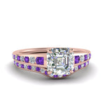 Load image into Gallery viewer, asscher-cut-graduated-channel-diamond-wedding-set-with-purple-topaz-in-FD122866ASGVITO-NL-RG
