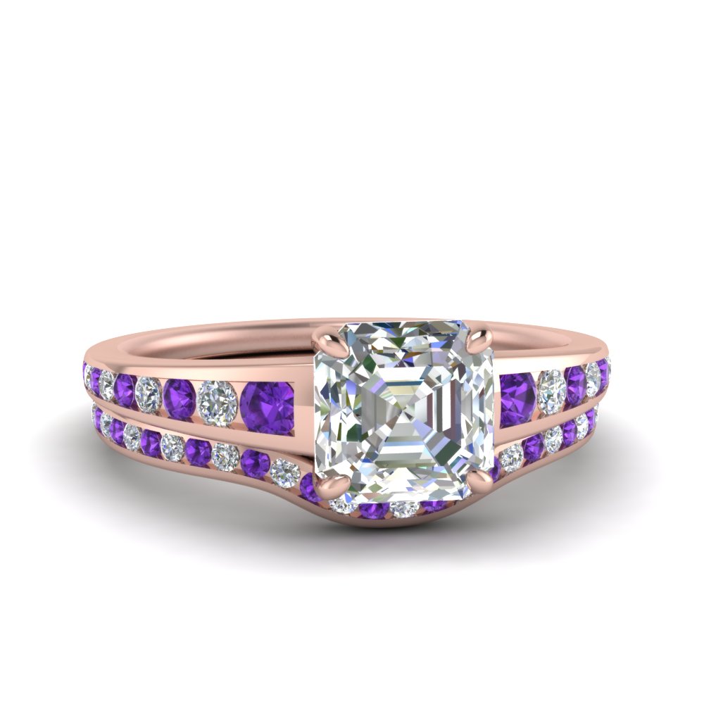 asscher-cut-graduated-channel-diamond-wedding-set-with-purple-topaz-in-FD122866ASGVITO-NL-RG