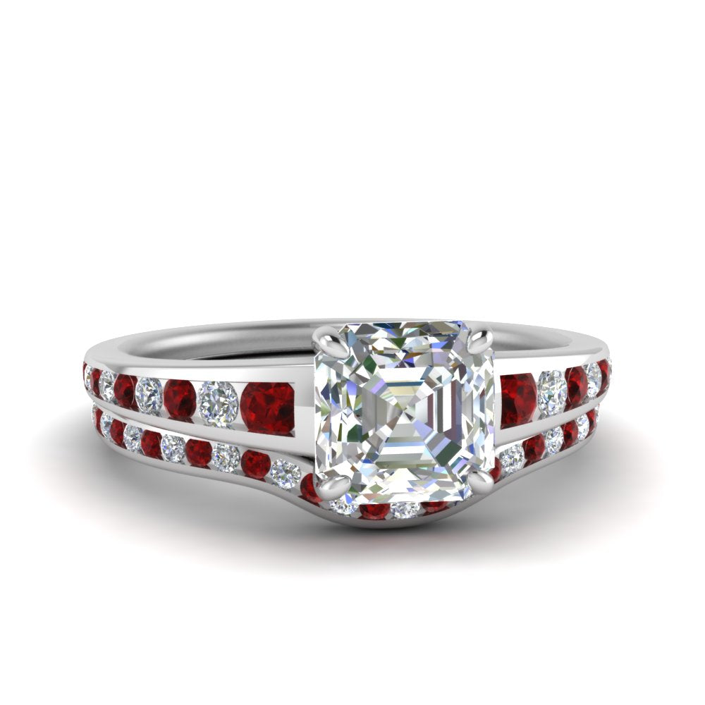 asscher-cut-graduated-channel-diamond-wedding-set-with-ruby-in-FD122866ASGRUDR-NL-WG