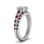 Load image into Gallery viewer, asscher-cut-graduated-channel-diamond-wedding-set-with-ruby-in-FD122866ASGRUDR-NL-WG
