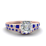 Load image into Gallery viewer, asscher-cut-graduated-channel-diamond-wedding-set-with-sapphire-in-FD122866ASGSABL-NL-RG
