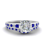 Load image into Gallery viewer, asscher-cut-graduated-channel-diamond-wedding-set-with-sapphire-in-FD122866ASGSABL-NL-WG

