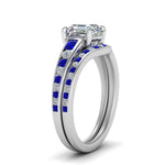 Load image into Gallery viewer, asscher-cut-graduated-channel-diamond-wedding-set-with-sapphire-in-FD122866ASGSABL-NL-WG
