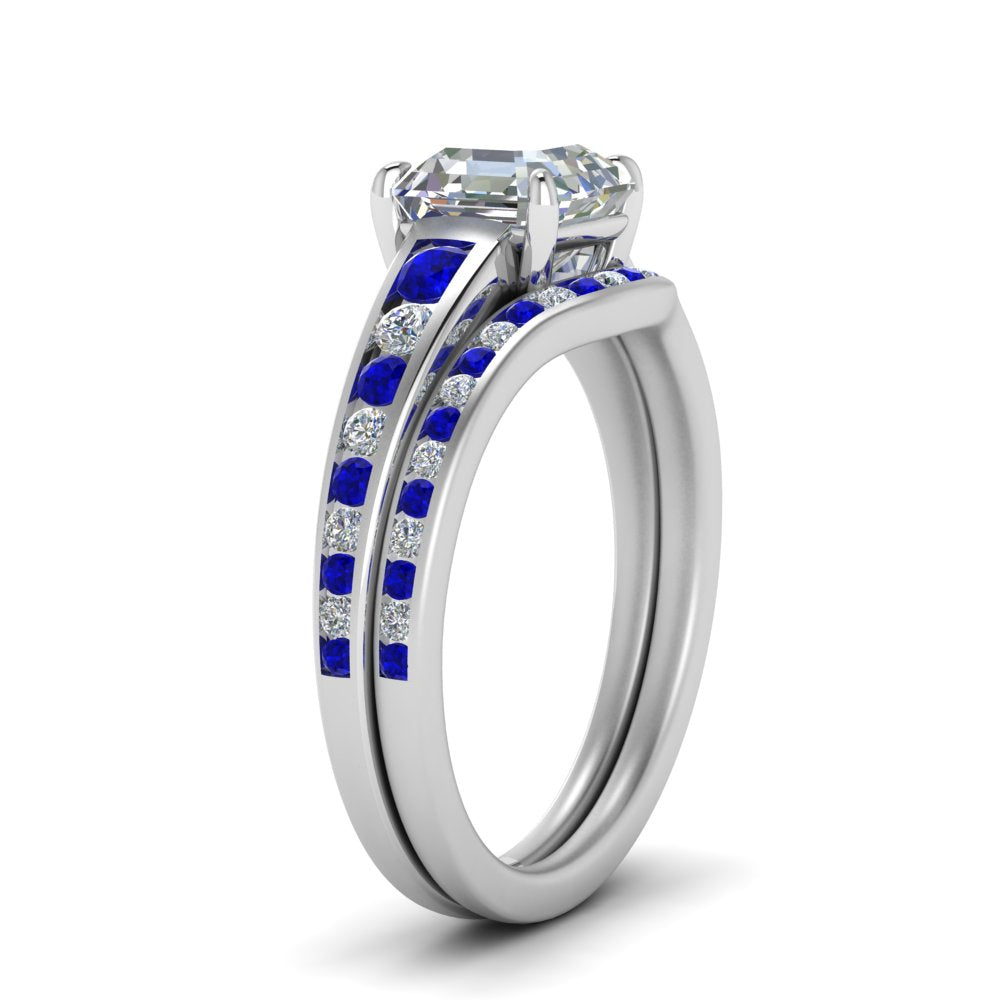 asscher-cut-graduated-channel-diamond-wedding-set-with-sapphire-in-FD122866ASGSABL-NL-WG