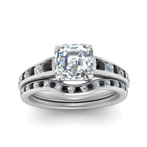 asscher-cut-graduated-channel-wedding-set-with-black-diamond-in-FD122866ASGBLACK-NL-WG
