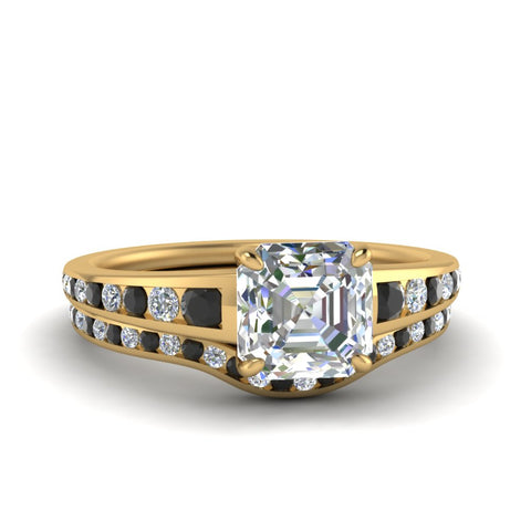 asscher-cut-graduated-channel-wedding-set-with-black-diamond-in-FD122866ASGBLACK-NL-YG