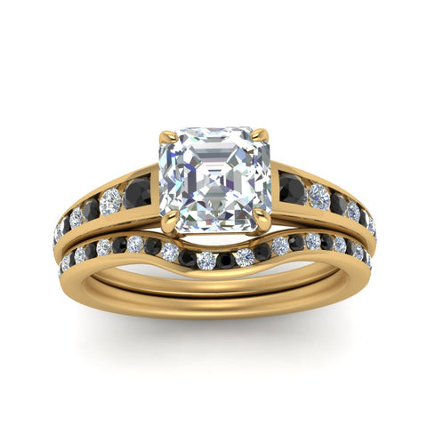 asscher-cut-graduated-channel-wedding-set-with-black-diamond-in-FD122866ASGBLACK-NL-YG