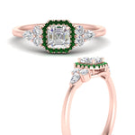 Load image into Gallery viewer, asscher-cut-halo-cluster-accent-emerald-engagement-ring-in-rose-gold-FD10512ASRGEMGRANGLE3-NL-RG.jpg?v=1770117207